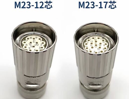 M23 Aviation Plug Servo Motor Connector with 12-Pin 17-Pin Silver Gold Plated Pin for Industrial Automation