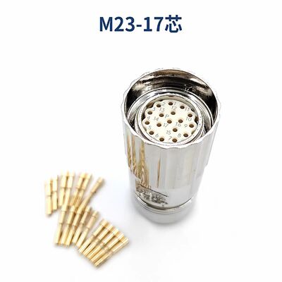 M23 Aviation Plug Servo Motor Connector with 12-Pin 17-Pin Silver Gold Plated Pin for Industrial Automation