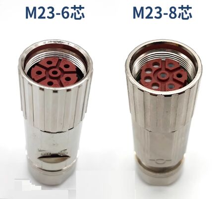 M23 4pin 8pin 6pin Servo Motor Connector Aviation Plug with 1000V Voltage Rating and Silver Gold-Plated Pins for Panel or Cable Mount